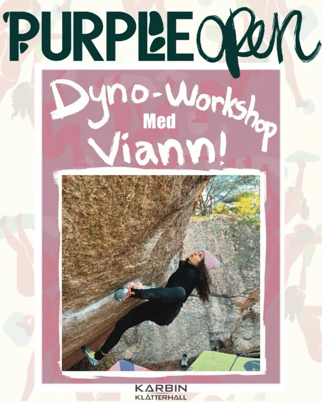 DYNO-WORKSHOP MED VIANN MAGID PÅ PURPLE OPEN 2025, 14e JUNI 💜  Utveckla din dynamiska klätterförmåga!  Introduktion och genomgång av dynamiska flytt med fokus på explosiv teknik och koordination. Fysisk och mental träning som bygger ditt självförtroende vid koordinationsflytt på klätterväggen.  Om Viann Magid:  Jag började klättra 2018 och har brunnit för sporten sen dess. För 3 år sedan bytte jag karriär och började jobba som ledbyggare på Moumo. Min främsta disciplin är bouldering som jag gärna kör både utomhus och inomhus.  ———————————————  DYNO-WORKSHOP WITH VIANN MAGID AT PURPLE OPEN 2025, 14TH OF JUNE💜  Develop Your Dynamic Climbing Skills!  An introduction and walkthrough of dynamic moves with a focus on explosive technique and coordination. Physical and mental training to build your confidence with coordination moves on the climbing wall.  About Viann Magid:  I started climbing in 2018 and have been passionate about the sport ever since. Three years ago, I changed careers and started working as a route setter at Moumo. My main discipline is bouldering, which I love doing both outdoors and indoors.  #climblikeagirl #bouldering #womenclimb #purpleopen #climbing